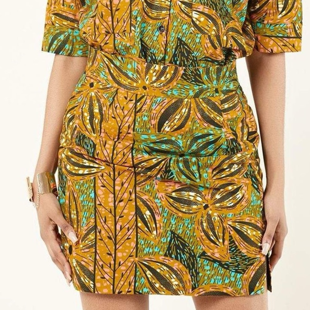 Grass-fields African Print  Kenu Mini Skirt